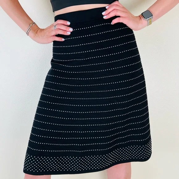 Calvin Klein midi skirt office black striped - Picture 3 of 6